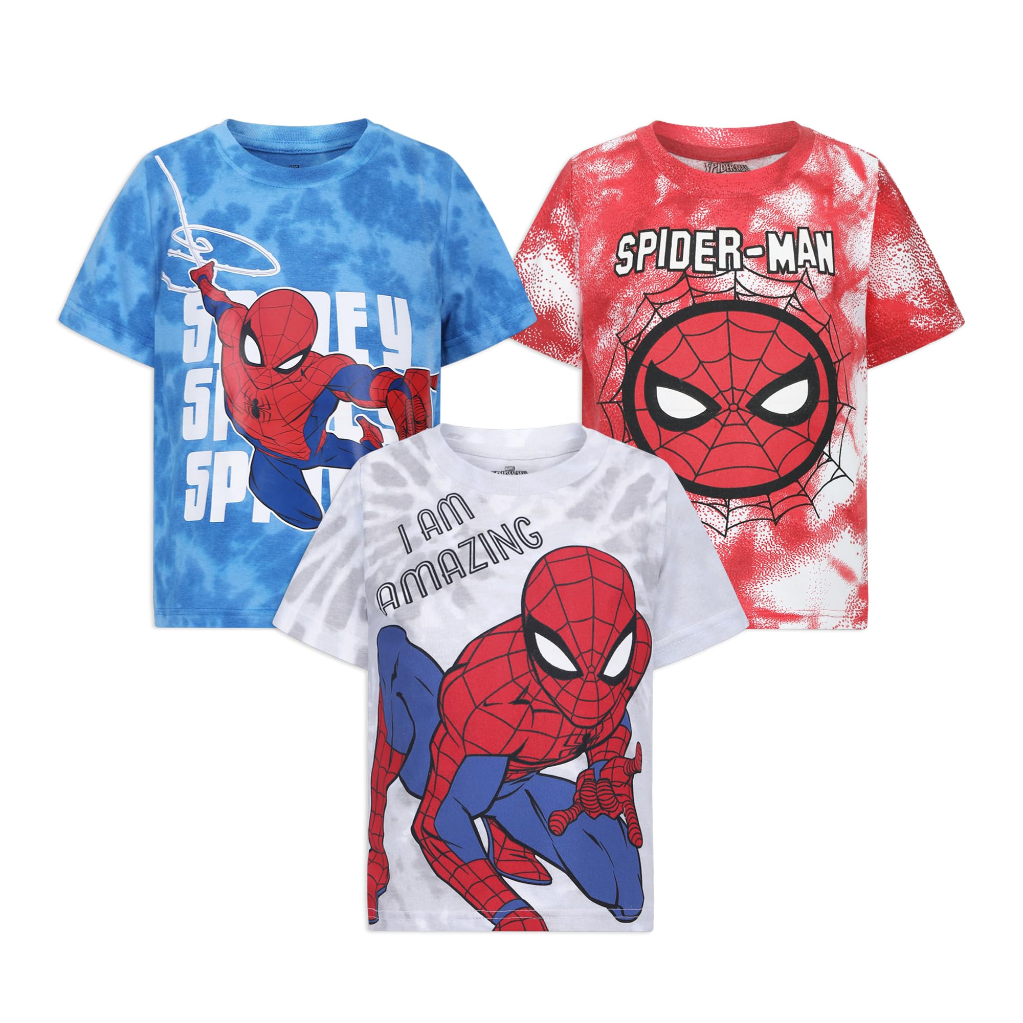 Marvel Spider-Man Boys 3 Pack Short Sleeve T-Shirts for Toddlers and Big Kids
